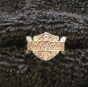 Harley-Davidson Silver and Pink Crystal Ring